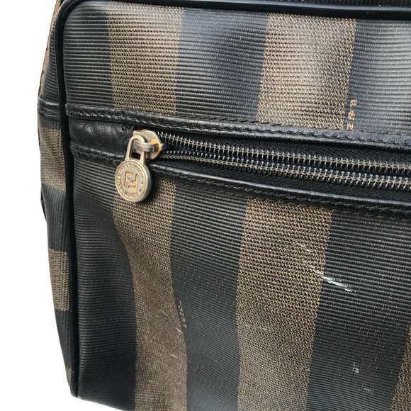 Vintage FENDI striped leather shoulder bag authentic 80s Zucca - Picture 12 of 13